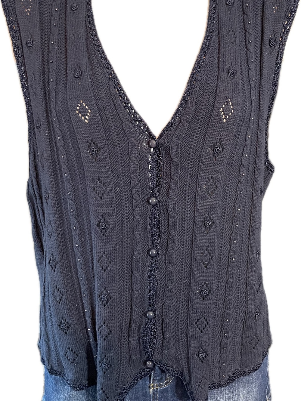 Vintage Koret Navy Knit Button-Front Sweater Vest